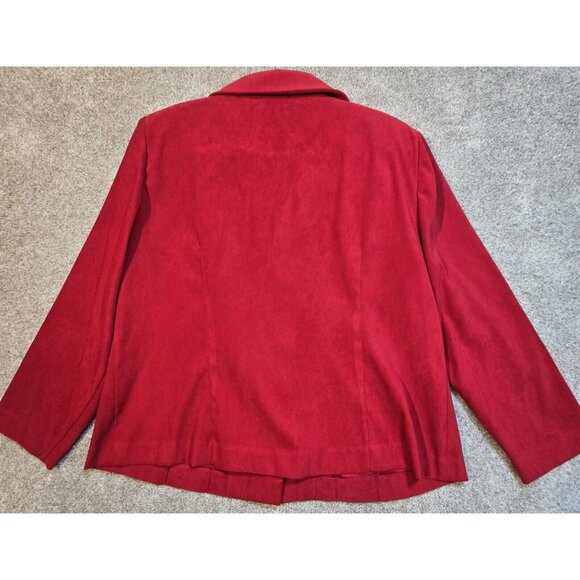 Leslie Fay 2 Pc Skirt Suit Faux Suede Red Elastic Waist Professional Petite 14WP - Picture 8 of 16
